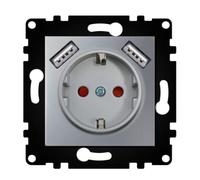 WESA - Prise murale Schuko Avec Entrées USB Standard UE 16A 250V, Installation facile avec Option à Différentes Modèles, N'inclut pas le cadre, PJ-19-G