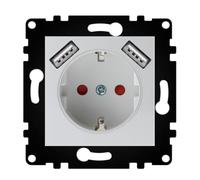WESA Prise Schuko murale avec entrées USB standard UE 16 A 250 V, installation facile avec option pour différents designs, sans cadre, PJ-19-W