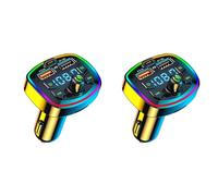 Wesafrae 2X ÉMetteur FM Bluetooth pour Voiture Lecteur MP3 Bluetooth pour Voiture Chargeur de Voiture Double USB avec Lumière D'Ambiance EQ