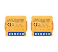 Wesafrae 2X Module de Commutateur de Variateur Intelligent WiFi Tuya, Contrôle 2 Canaux des Lumières LED, Interrupteur à Intensité Variable, Gradation Continue + Commande Vocale