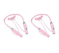 Wesafrae 2X Oreillette Bluetooth sans de Type Tour de Cou avec Réduction du Bruit Stéréo Carte Enfichable Universelle Sport Oreillette Mic,Rose