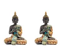 Wesafrae 2X Statue de ThaïLande Sculpture Résine Bouddhisme à la Main Hindou Feng Shui Figurine Méditation Décor