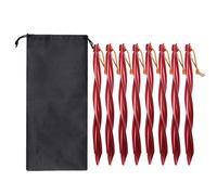 Wesafrae 8 X 25 cm Piquets de Extérieure Clous de Sol avec Sac de Rangement Clous Coupe-Vent Accessoires de Camping Fixation de Rouge