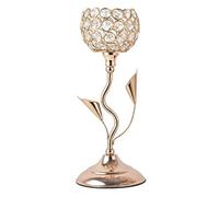 Wesafrae Bougeoir en Cristal Doré, Chandelier en Forme de Fleur en Fer pour Centre de Table, S