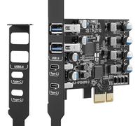Wesafrae Carte D'Extension PCIe USB 3.0 à 4 Ports (2 Ports USB-A et 2 Ports USB-C) avec Équerre à Profil Bas pour PC de Bureau