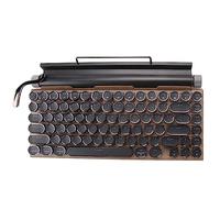 Wesafrae Clavier de Machine à éCrire RéTro Clavier Bluetooth sans USB MéCanique Punk Keycaps pour Ordinateur de Bureau/Ordinateur Portable/TéLéPhone-Couleur Bois