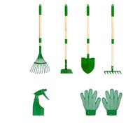 Wesafrae Ensemble D'Outils Jardinage pour Enfants - 6 Outils de Jardin pour Enfants Comprenant une Pelle,Râteau,Houe un Râteau à Feuilles et pour Désherber et Creuser Pelouse