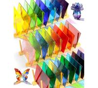 Wesafrae Fournitures de Vitrail - 24 Feuilles de Verre Transparent Arc-en-Ciel 4x6 Pouces - Couleurs Mélangées pour l'art du Mosaïque.