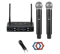 Wesafrae Fréquence UHF Fréquence à Double Canal Système Microphone Microphone Mic Dynamique Professionnel sans pour Le Karaoké Party avec UE-Plug Meet