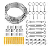 Wesafrae Kit de Câbles en Acier Inoxydable de 15 M, Câble de Jardin Robuste, Balustrade de Balcon, Clôture de Ferme, Rouleau, Revêtement en PVC 304