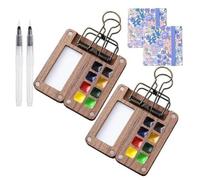 Wesafrae Palette de Peinture de Voyage, Mini Palette D'Aquarelle Portable, Boîte de Peinture à Grille en Bois, Ensemble de Palette de Peinture Prête à