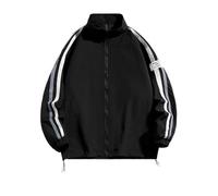 WESBR Veste Sport Homme Automne Sweat Couleur Unie Homme Décontracté Épaule Revertical Rayures Veste Outdoor Homme Col Montant Climbing Veste Coupe-Vent Alpinisme Homme H-Black3 3XL