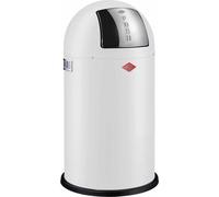 Wesco Abfallsammler Pushboy, Mülleimer, Abfalleimer, Stahlblech, Weiß matt, 50 L, 175831-74