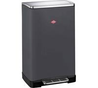 WESCO Poubelle Big Double Boy de couleur graphite mat, tôle d'acier revêtue par pulvérisation, deux inserts séparés de 18 litres en plastique, pédale en acier inoxydable, fixation pour sacs poubelle