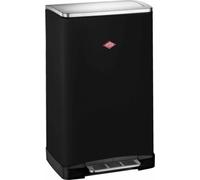WESCO Poubelle Big Double Boy de couleur noir mat, tôle d'acier revêtue par pulvérisation, deux inserts séparés de 18 litres en plastique, pédale en acier inoxydable, fixation pour sacs poubelle