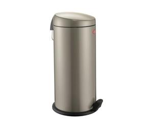 WESCO Collecteur de déchets à pédale classique Capboy Maxi dans la couleur argent neutre, tôle d'acier revêtue par pulvérisation, insert en métal de 22 litres de volume, pédale en plastique