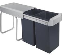 WESCO Double Boy 755611-11 Poubelle encastrable en plastique de couleur anthracite à tirer, avec 2 poubelles amovibles de 15 l, anthracite/noir