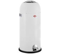 WESCO Kickmaster Maxi Poubelle de couleur blanc mat, tôle d'acier revêtue par pulvérisation, amortisseur intégré, volume de 40 litres, grande ouverture