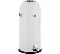 WESCO Kickmaster Maxi Poubelle de couleur blanc mat, tôle d'acier revêtue par pulvérisation, amortisseur intégré, volume de 40 litres, grande ouverture