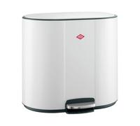 WESCO Multicollector Lot de 2 poubelles à pédale blanc mat en tôle d'acier revêtue par pulvérisation, 2 récipients en plastique de 25 l, pédale en métal, poignée pratique, filtre anti-odeurs