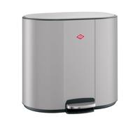 WESCO Multicollector Lot de 3 poubelles à pédale, gris mat, tôle d'acier revêtue par pulvérisation, 1 x 25 litres et 2 x 12 bacs en plastique, pédale en métal, poignée pratique, filtre anti-odeurs