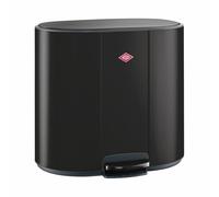 WESCO Multicollector Lot de 3 poubelles à pédale, noir mat, tôle d'acier revêtue par pulvérisation, 1 x 25 litres et 2 x 12 bacs en plastique, pédale en métal, poignée pratique, filtre anti-odeurs