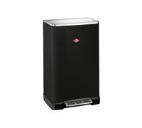 WESCO Poubelle Big Double Boy de couleur noir mat, tôle d'acier revêtue par pulvérisation, deux inserts séparés de 18 litres en plastique, pédale en acier inoxydable, fixation pour sacs poubelle