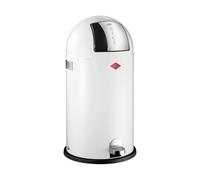 WESCO Poubelle à pédale Kickboy de couleur blanche, tôle d'acier revêtue par pulvérisation, volume de 40 litres, rabat en acier inoxydable, pédale en plastique chromé