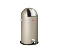 WESCO Poubelle à pédale Kickboy de couleur neutre, tôle d'acier revêtue par pulvérisation, volume de 40 litres, rabat en acier inoxydable, pédale en plastique chromé