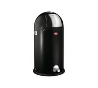 WESCO Poubelle à pédale Kickboy de couleur noire, tôle d'acier revêtue par pulvérisation, volume de 40 litres, rabat en acier inoxydable, pédale en plastique chromé