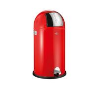 WESCO Poubelle à pédale Kickboy de couleur rouge, tôle d'acier revêtue par pulvérisation, volume de 40 litres, rabat en acier inoxydable, pédale en plastique chromé