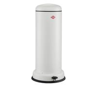 WESCO Poubelle Big Baseboy de couleur blanc mat, tôle d'acier revêtue par pulvérisation, volume de 30 litres, amortisseur intégré, pédale en métal avec surface de marche en caoutchouc