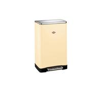 WESCO Poubelle Big Double Boy de couleur amande, tôle d'acier revêtue par pulvérisation, deux inserts séparés de 18 litres en plastique, pédale en acier inoxydable, fixation pour sacs poubelle