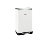 WESCO Poubelle Big Double Boy de couleur blanc mat, tôle d'acier revêtue par pulvérisation, deux inserts séparés de 18 litres en plastique, pédale en acier inoxydable, fixation pour sacs poubelle