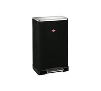 WESCO Poubelle Big Double Boy de couleur noir mat, tôle d'acier revêtue par pulvérisation, deux inserts séparés de 18 litres en plastique, pédale en acier inoxydable, fixation pour sacs poubelle
