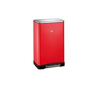 WESCO Poubelle Big Double Boy de couleur rouge, tôle d'acier revêtue par pulvérisation, deux inserts séparés de 18 litres en plastique, pédale en acier inoxydable, fixation pour sacs poubelle