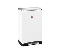 Wesco Poubelle Big Double Boy – blanc mat, 2x18 L, tôle acier revêtue, pédale inox, fixation pour sacs