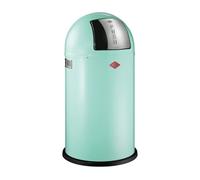 WESCO Poubelle Pushboy de couleur menthe, tôle d'acier revêtue par pulvérisation, volume de 50 litres, grand rabat en acier inoxydable, récipient intérieur amovible