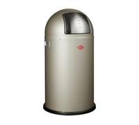 WESCO Poubelle Pushboy de couleur neutre, tôle d'acier revêtue par pulvérisation, volume de 50 litres, grand rabat en acier inoxydable, récipient intérieur amovible
