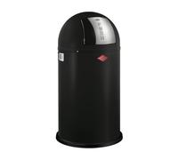 WESCO Poubelle Pushboy de couleur noir mat, tôle d'acier revêtue par pulvérisation, volume de 50 litres, grand rabat en acier inoxydable, récipient intérieur amovible
