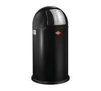 WESCO Poubelle Pushboy de couleur noire, tôle d'acier revêtue par pulvérisation, volume de 50 litres, grand rabat en acier inoxydable, récipient intérieur amovible