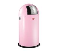 WESCO Poubelle Pushboy de couleur rose, tôle d'acier revêtue par pulvérisation, volume de 50 litres, grand rabat en acier inoxydable, récipient intérieur amovible