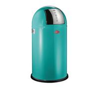 WESCO Poubelle Pushboy de couleur turquoise, tôle d'acier revêtue par pulvérisation, volume de 50 litres, grand rabat en acier inoxydable, récipient intérieur amovible