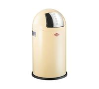 WESCO Poubelle Pushboy junior de couleur amande, tôle d'acier revêtue par pulvérisation, volume de 22 litres, grand rabat en acier inoxydable, récipient intérieur amovible