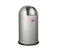 WESCO Poubelle Pushboy junior de couleur argentée, tôle d'acier revêtue par pulvérisation, volume de 22 litres, grand rabat en acier inoxydable, récipient intérieur amovible