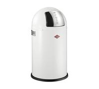 WESCO Poubelle Pushboy junior de couleur blanche, tôle d'acier revêtue par pulvérisation, volume de 22 litres, grand rabat en acier inoxydable, récipient intérieur amovible