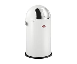 WESCO Poubelle Pushboy junior de couleur blanche, tôle d'acier revêtue par pulvérisation, volume de 22 litres, grand rabat en acier inoxydable, récipient intérieur amovible