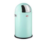 WESCO Poubelle Pushboy junior de couleur vert menthe, tôle d'acier revêtue par pulvérisation, volume de 22 litres, grand rabat en acier inoxydable, récipient intérieur amovible