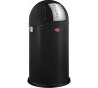 WESCO Poubelle Pushboy de couleur noir mat, tôle d'acier revêtue par pulvérisation, volume de 50 litres, grand rabat en acier inoxydable, récipient intérieur amovible