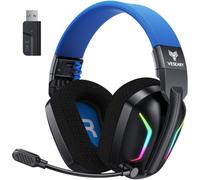 WESEARY WG1 Casque Gaming sans Fil, 2,4 GHz Casque Bluetooth sans Fil avec Micro pour PS5, PS4, PC, Switch, Mac, Mobile, Casque Gaming Pliable avec Son Stéréo et Éclairage LED, Batterie de 50h
